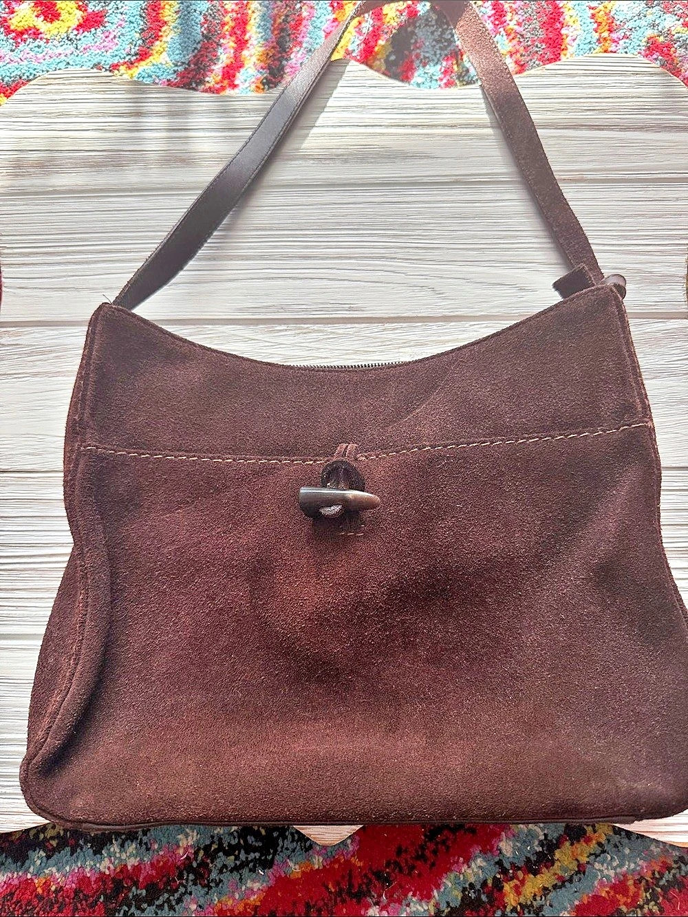 Lauren Ralph Lauren Blaike Small Suede Shoulder Bag Brown